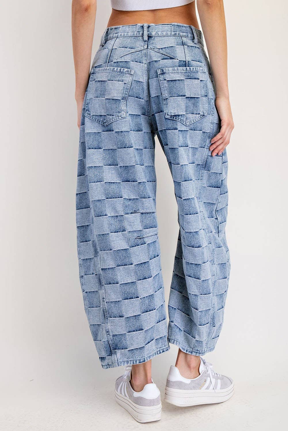 Pacific Beach Checkered Barrel Jeans