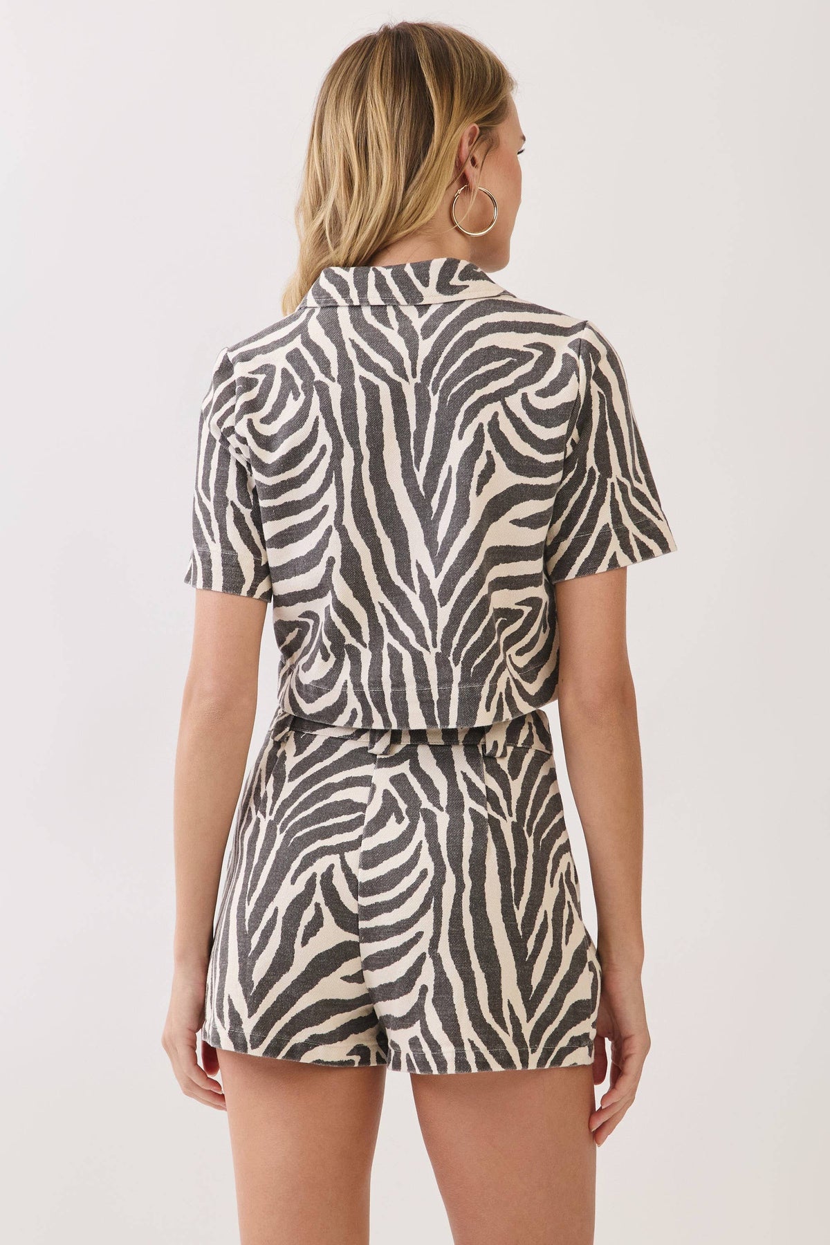 Zebra Crossing Cropped Denim Top