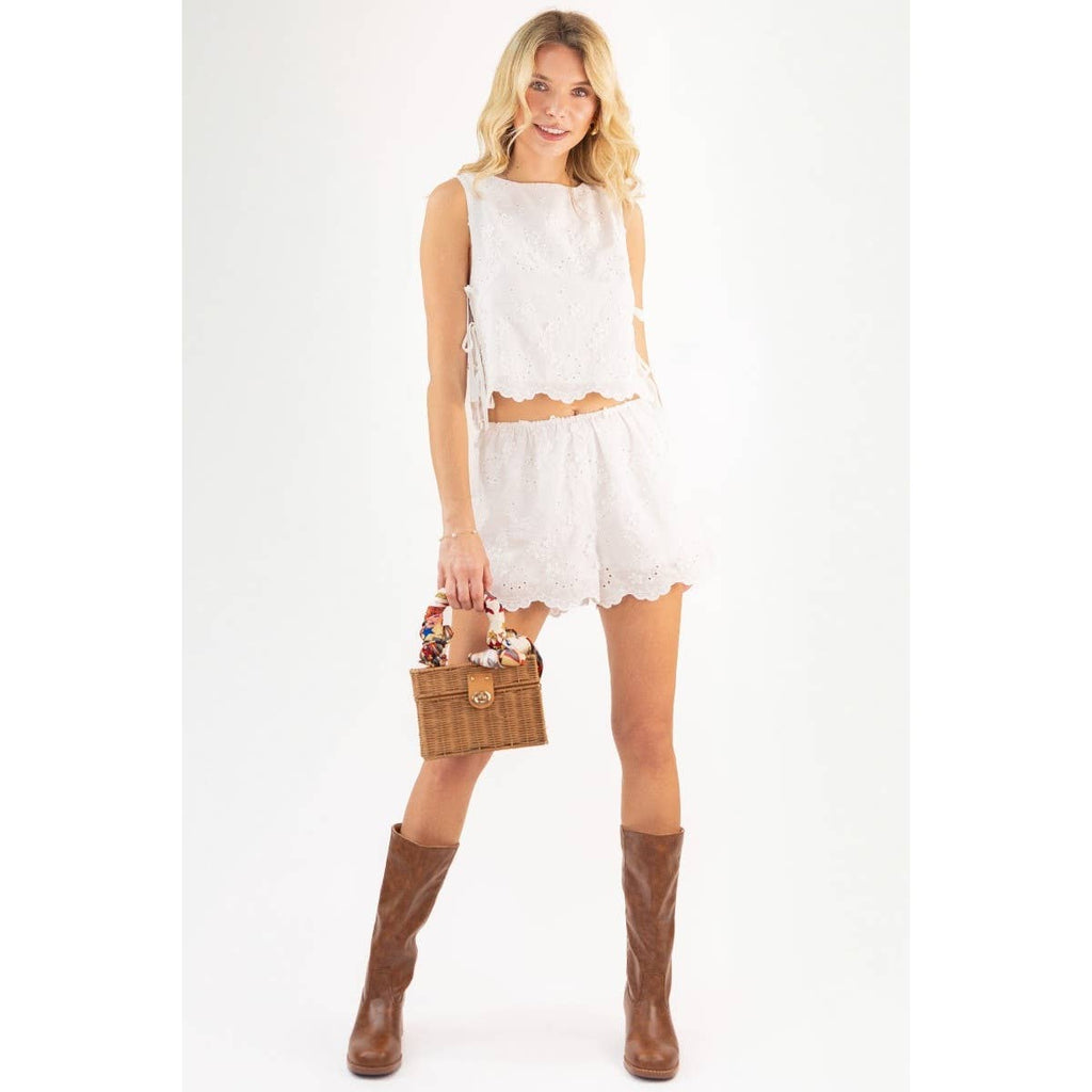 Coastal Breeze Eyelet Side Tie Top