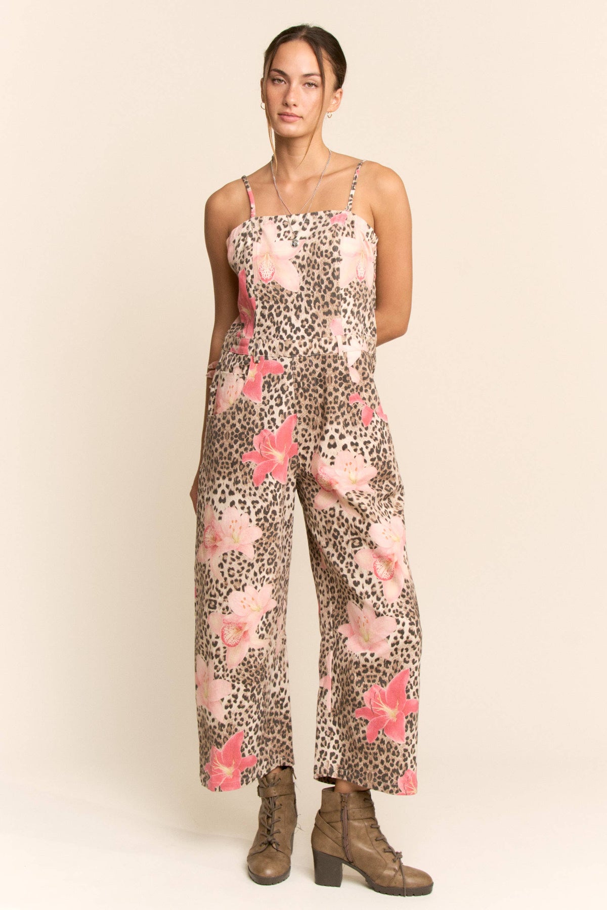 Wild Bloom Denim Jumpsuit