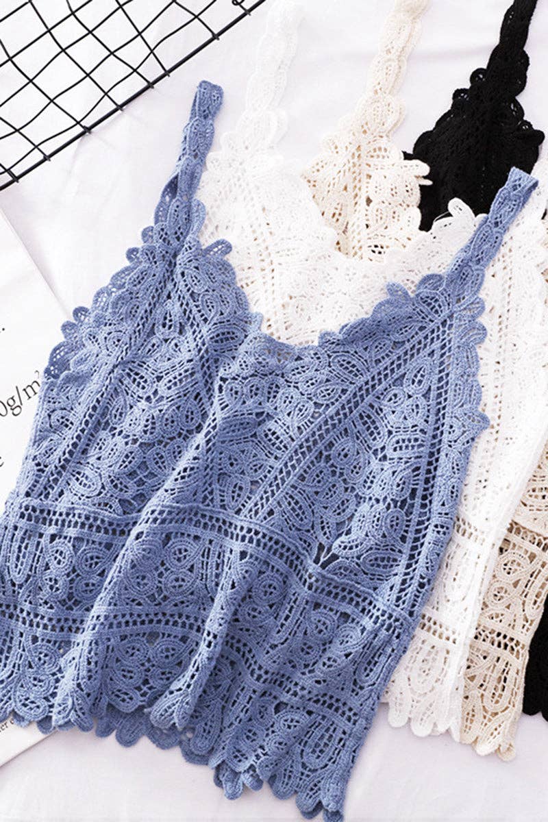 Ocean Lace Crochet Cami - Blue