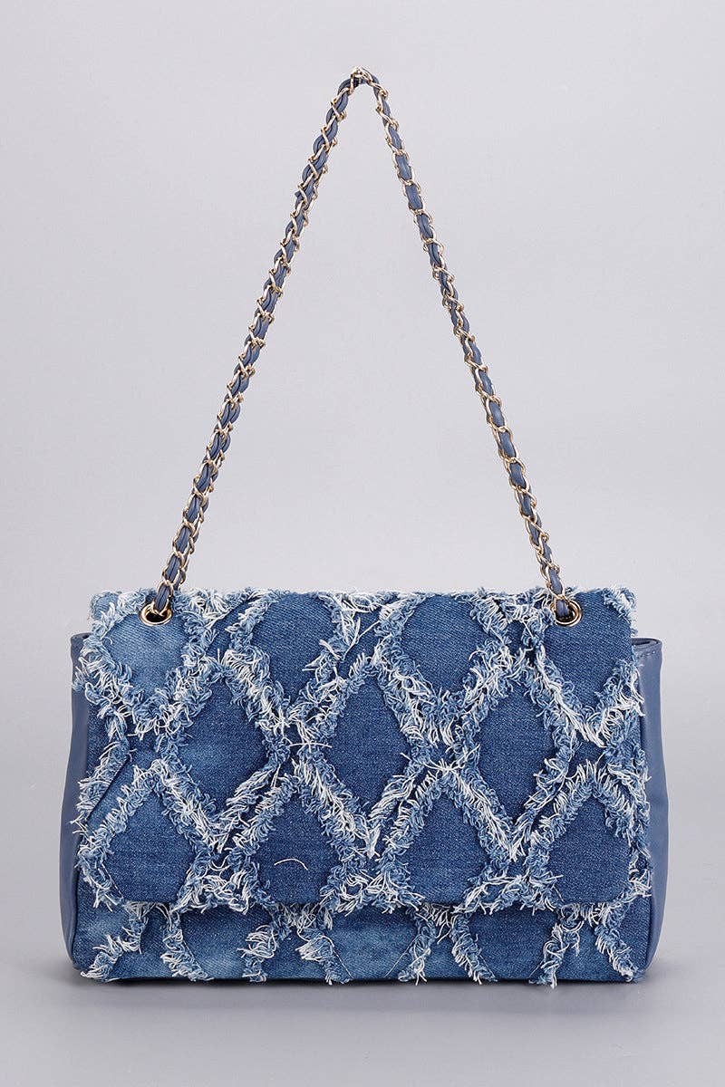 Blue Tide Denim Chain Shoulder Bag