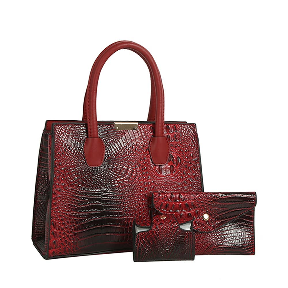 Coastal Luxe Croc 3-Piece Handbag Set