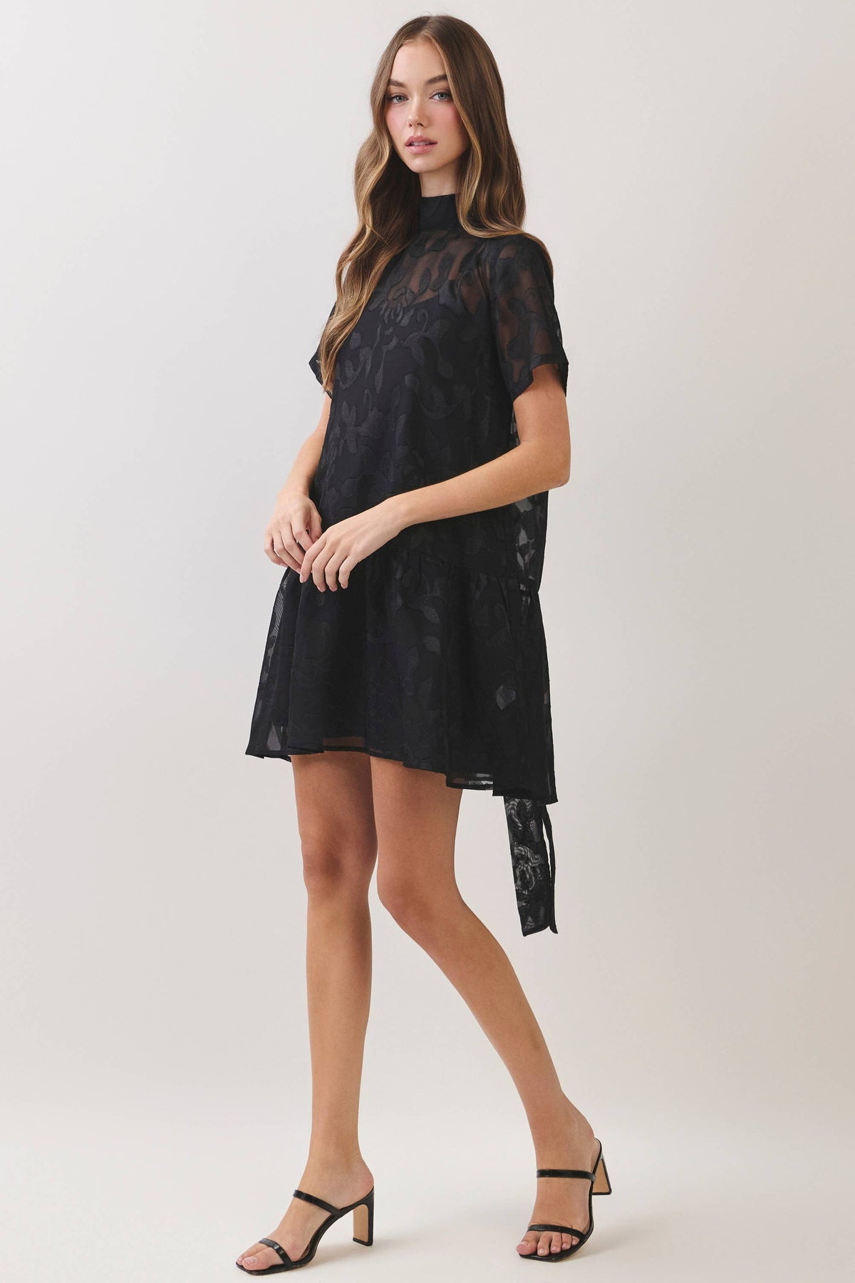 After Dark Floral Jacquard Mini Dress
