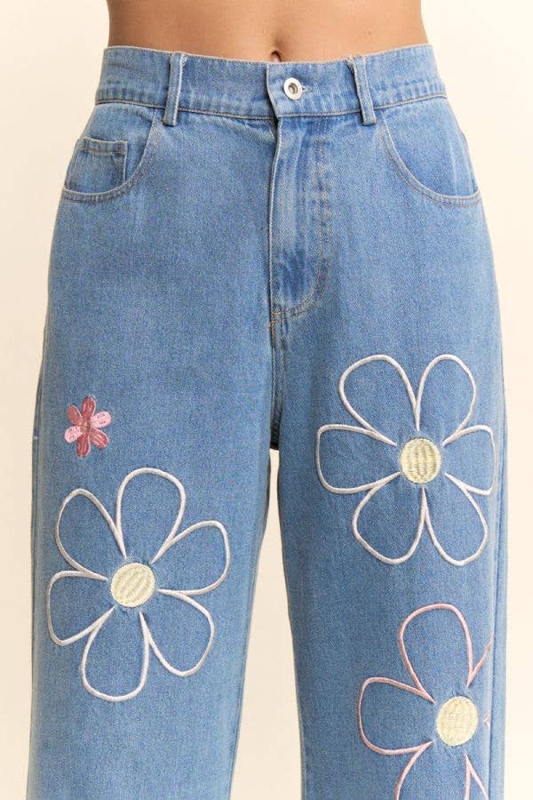 Sunshine Bloom Wide Leg Jeans