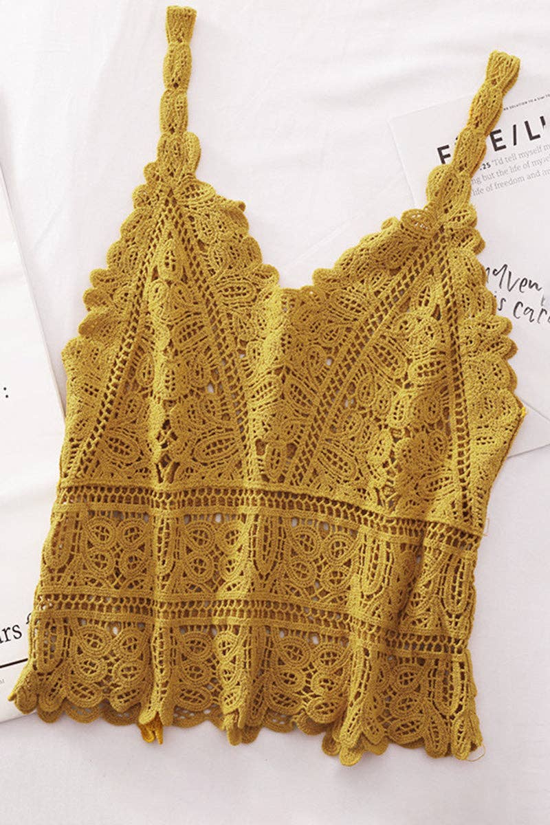 Ocean Lace Crochet Cami - Yellow
