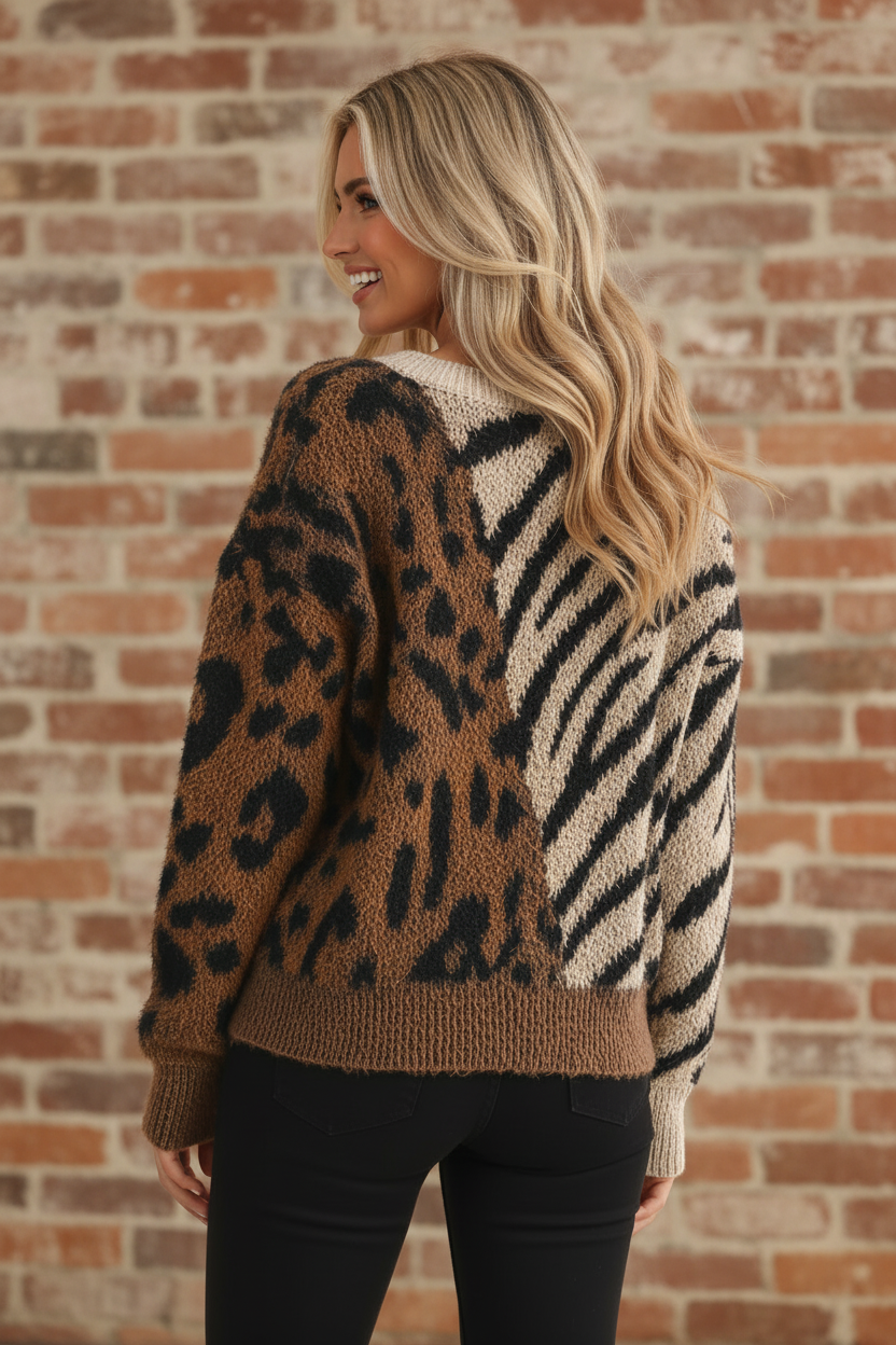 Wild Side Mixed Animal Print Sweater