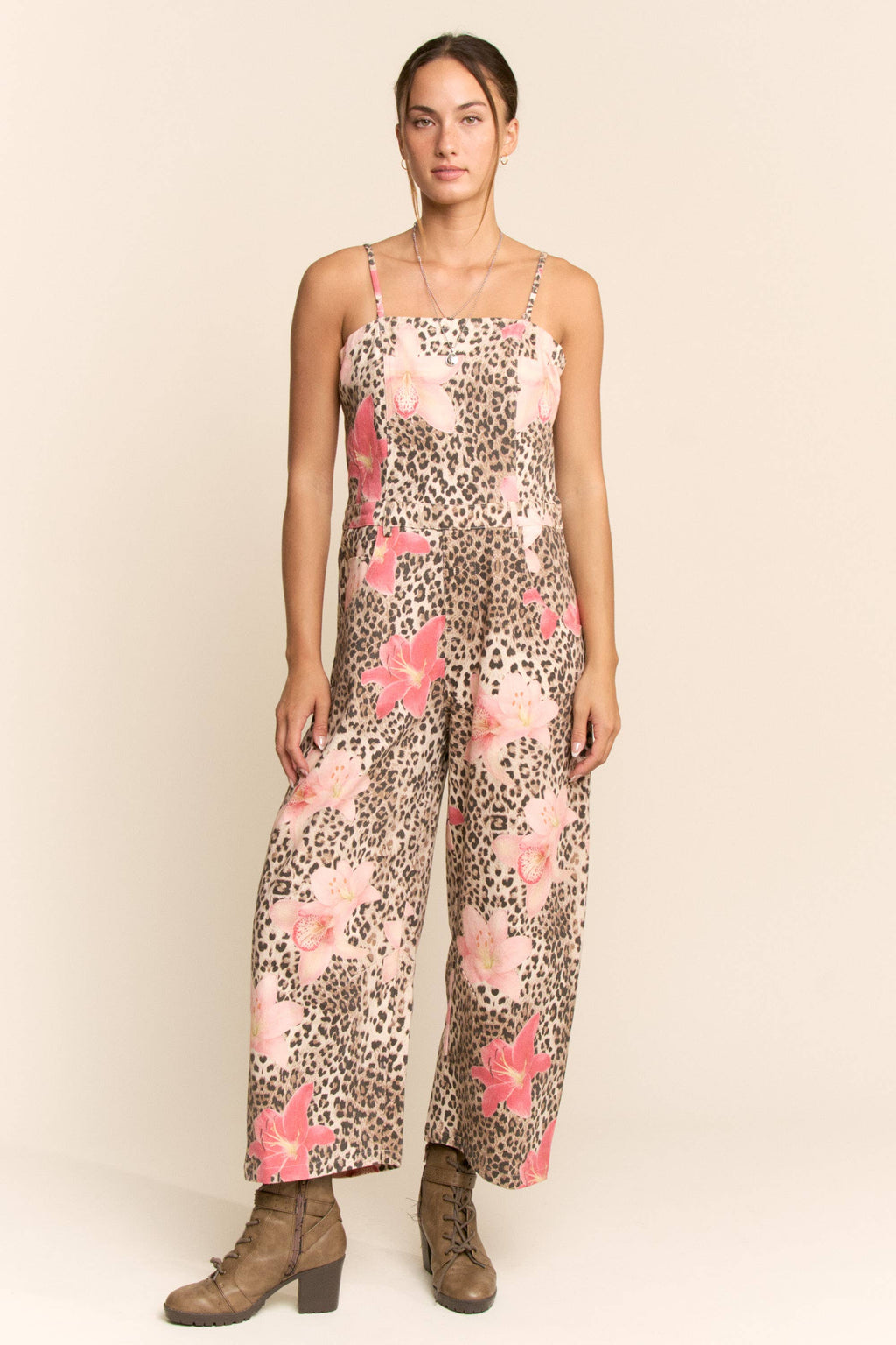 Wild Bloom Denim Jumpsuit