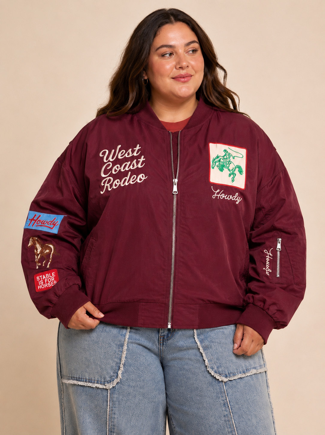 Wild Horses Bomber Jacket - Plus