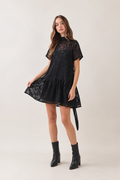After Dark Floral Jacquard Mini Dress
