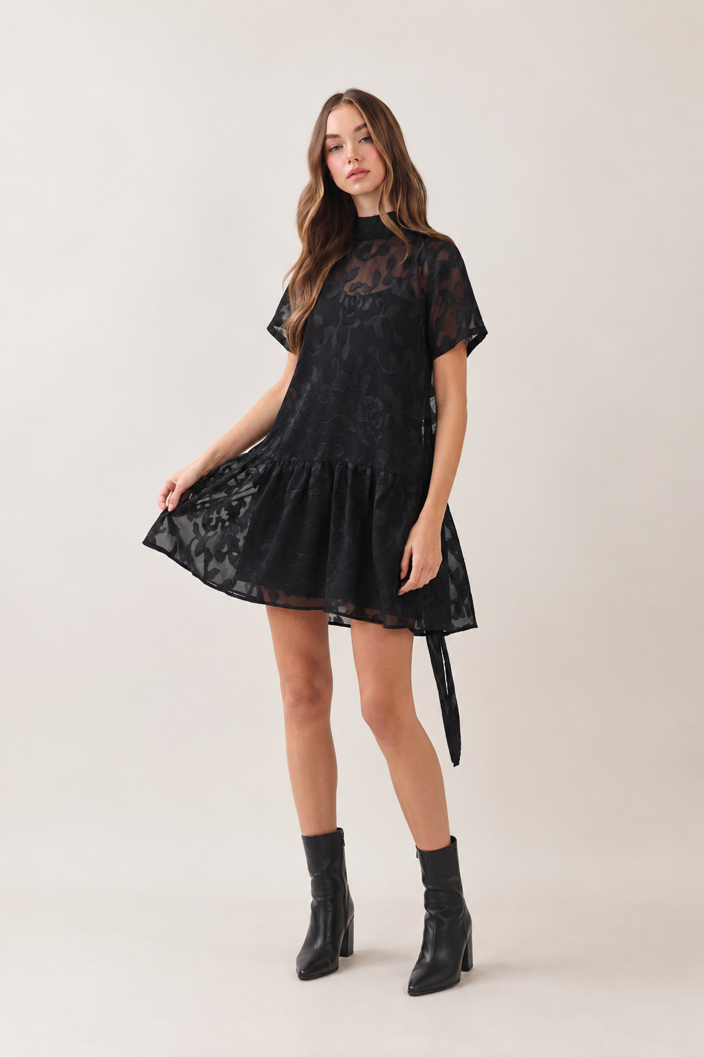 After Dark Floral Jacquard Mini Dress