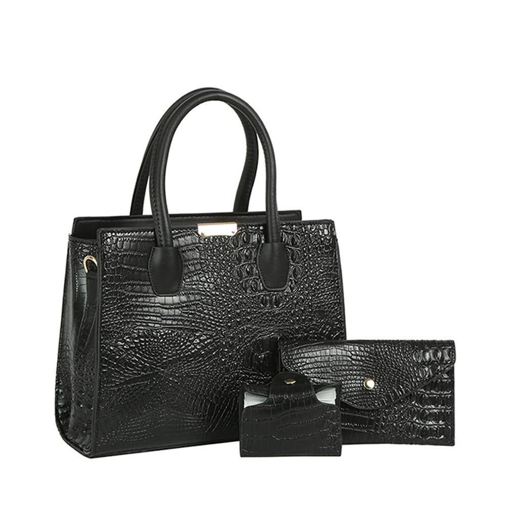 Coastal Luxe Croc 3-Piece Handbag Set