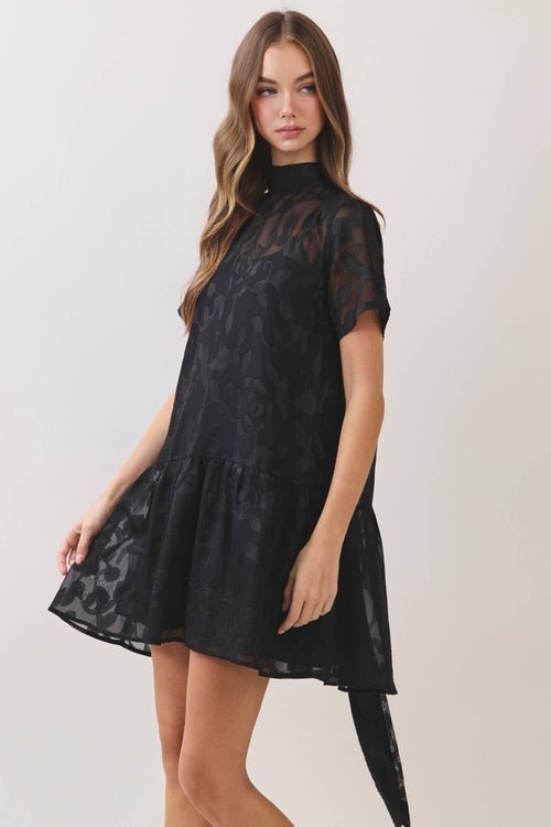 After Dark Floral Jacquard Mini Dress