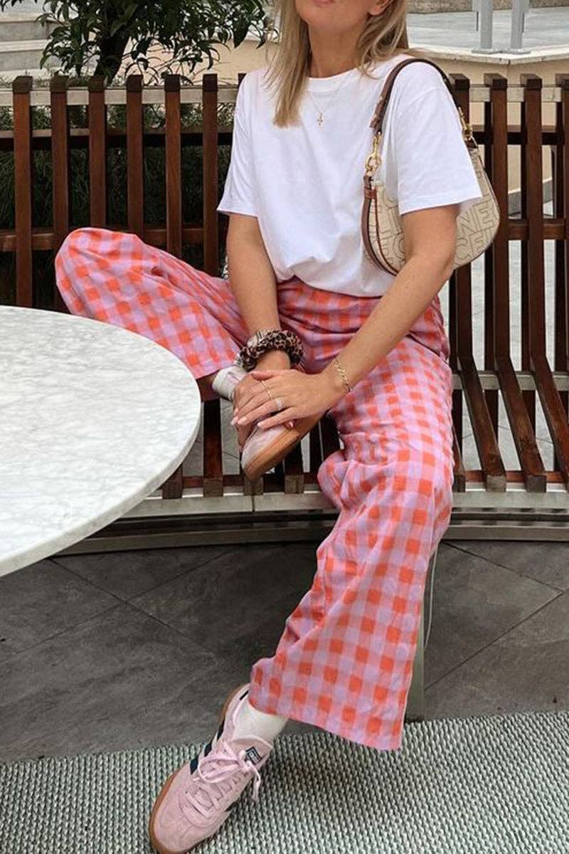Bonfire Babe Wide Leg Checkered Pants
