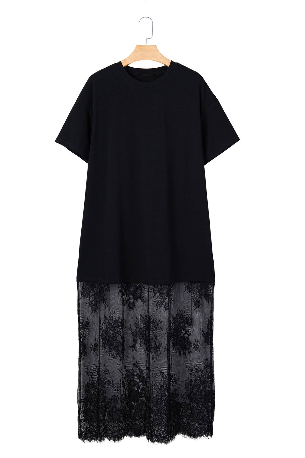 Midnight Muse Lace Maxi Tee Dress