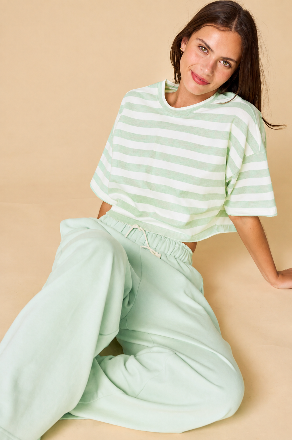 Mint to Be Striped Crop Tee