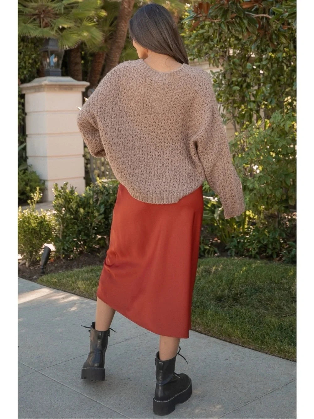 Sunset Cliffs Satin Midi Skirt