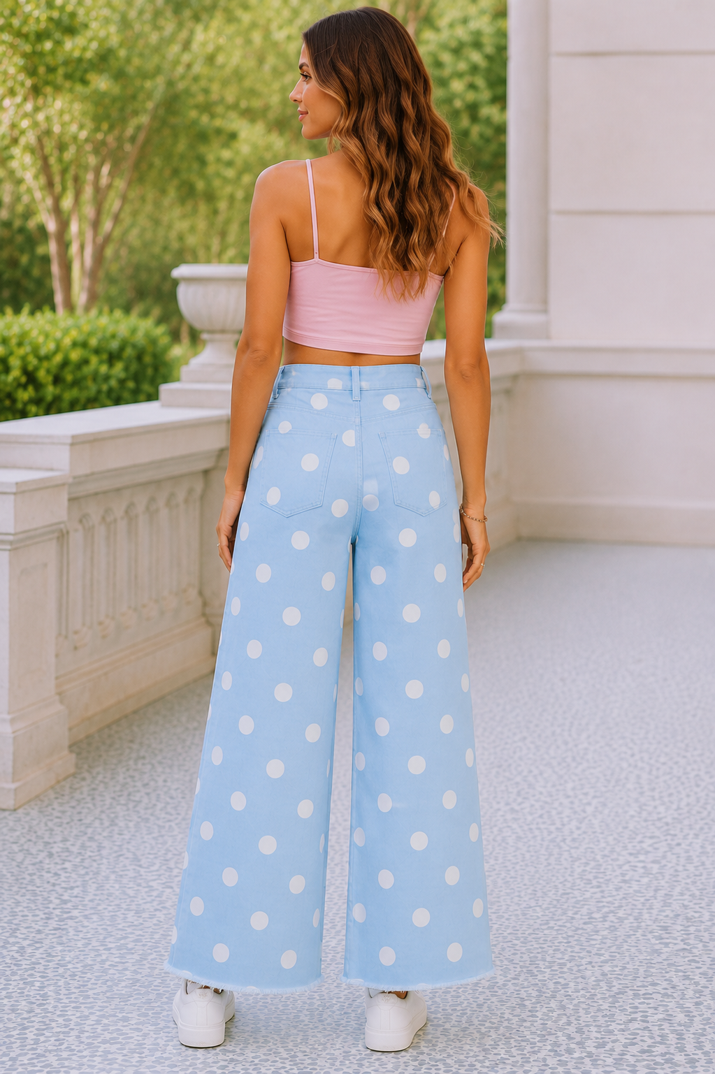 Blue Skies Polka Dot Wide Leg Jeans