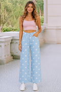 Blue Skies Polka Dot Wide Leg Jeans
