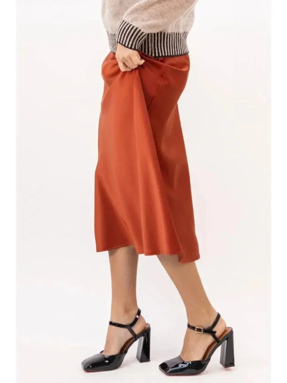Sunset Cliffs Satin Midi Skirt